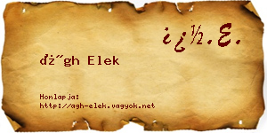Ágh Elek névjegykártya